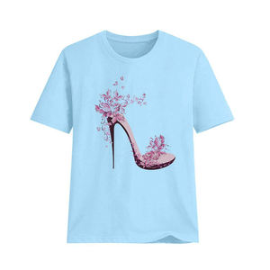 Camisetas de mujer de talla grande con logotipo personalizado, camisetas gráficas de colores personalizadas de algodón y poliéster, camisetas de precio al por mayor, ropa de mujer - Product Image 5