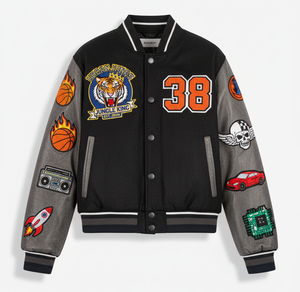 Veste d'université vintage | Bomber rétro à col montant 100% coton | Style universitaire unisexe à capuche High Street - Product Image 1