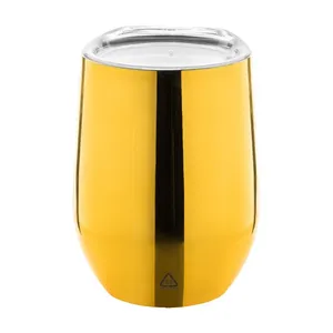 Bicchiere sostenibile in acciaio inossidabile con finitura oro riciclato - Product Image 2