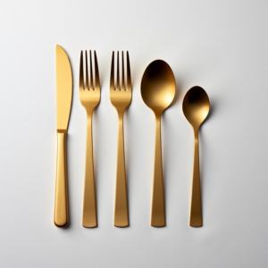 Ensemble de couverts de luxe en acier inoxydable plaqué or ensemble de couverts de 4 pièces avec fourchette, couteau, cuillère de portabilité au design vintage élégant - Product Image 2
