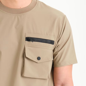 Wholesale Best Rate Custom Regular Fit <b>Short</b> Sleeve T-shirt With Front <b>Zip</b> <b>Pocket</b> And Cargo <b>Shorts</b> Men Cotton Breathable - Product Image 4