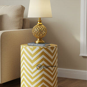 Mesita de Noche Moderna de Alta Calidad con Incrustaciones de Hueso Amarillo Ecológico, Diseño Decorativo Elegante con Patrón de Vid Floral, Precio Disponible - Product Image 3