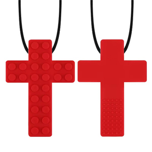 Mềm thực phẩm lớp an toàn Silicone cảm giác Chew mọc răng Đồ chơi hình chữ thập xây dựng khối Mặt dây chuyền bé Teether Vòng cổ - Product Image 2