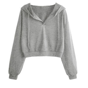 Haute Qualité Mode 100% Coton Polaire Casual Crop Sleeve Hoodie Drop Shoulder Hoodies pour Femmes - Product Image 1