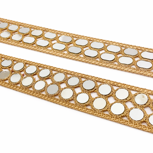 ขอบผ้าซารีลายปักลูกไม้สไตล์วินเทจ ผลิตด้วยเครื่องจักร เป็นมิตรกับสิ่งแวดล้อม งานปักดิ้นซิปแบบชาติพันธุ์ ขายส่ง ลายเรขาคณิต สำหรับชุดเจ้าสาว - Product Image 1