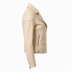 Blouson de moto en cuir crème pour deux personnes, personnalisé, vente en gros, prix d'usine, style motard authentique, veste tendance pour femmes - Product Image 4