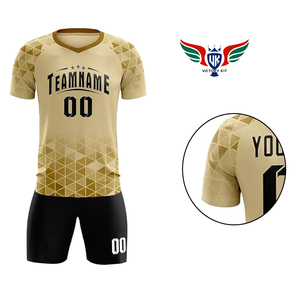 Custom Gold Soccer Jersey Set Men Football <b>Kit</b> Breathable Training Uniform Team Wear Personalized Name Number Sportswear - Product Image 4