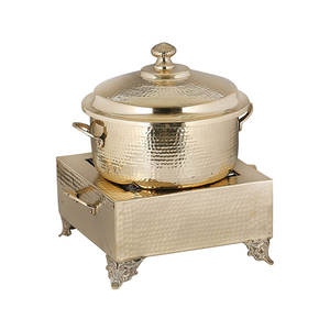 Calentador de alimentos para servir platos de frotamiento, equipo de catering, plato de frotamiento, calentador de alimentos para Buffet, plato de frotamiento de Metal con soporte para quemador - Product Image 5