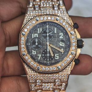 Reloj de diamantes Moissanite con diamantes brillantes redondos de Moissanite para hombres, colección de regalos de Hip Hop, reloj suizo - Product Image 2