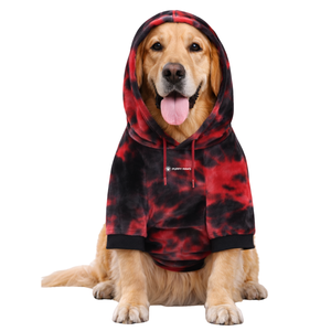 Velvet <b>Dog</b> Hoodie Red Black Tie <b>Dye</b> Soft Plush Pet Sweatshirt With Hood Cozy Warm Pullover Winter Wear For Medium Large <b>Dogs</b> - Product Image 1