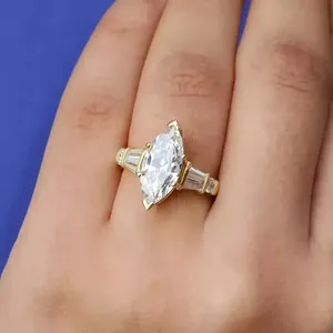 Anillo de Compromiso de Plata 925 con Diamante Moissanite de 3.00 Ct para Mujer, Estilo Vintage, Anillos Finos para Aniversario de Bodas - Product Image 3