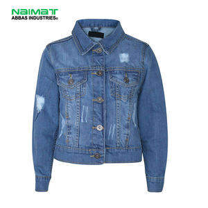 Chaqueta Vaquera Azul Desgastada con Botones en el Pecho, Bolsillos, Mangas Largas y Lavado Descolorido para un Estilo Casual Urbano - Product Image 1