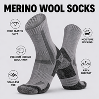 Chaussettes de randonnée et de travail en laine mérinos personnalisées, durables, chaudes et offrant un soutien thermique pour l'hiver