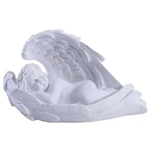 睡天使雕像花园家居白色天使雕塑可爱女孩卧室客厅装饰装饰品
