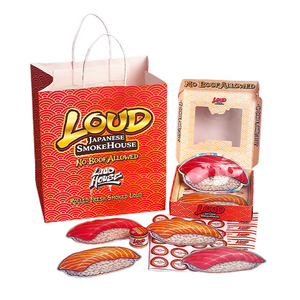 Bolsas de Mylar con Forma de Sushi, Diseño Único, Impresión Personalizada, Paquete de Bolsas de 3.5 Gramos y Caja con Pegatinas y Papel con el Logotipo a Juego - Product Image 1