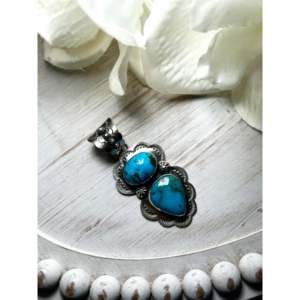 Delbert Secarero Kingman Turquoise & Sterling <b>Silver</b> Pendant with Bezel Setting Inlay Technology - Product Image 3