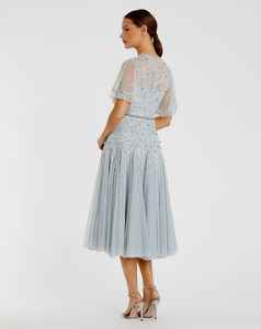 Elégante robe de soirée et de soirée florale Aline robe de luxe en forme de corps longue avec broderie de paillettes perlées à une manche - Product Image 5