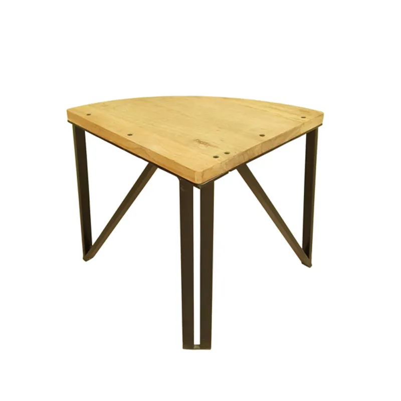 Triangle Metal Side Table Matt Black Natural Wood Restaurant Living Room Accessories Hand Made Bulk Wholesale Furniture