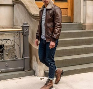 Veste en cuir de peau de vache véritable de haute qualité usine directe grande taille fermeture éclair respirant hiver mode manteau pour hommes - Product Image 2