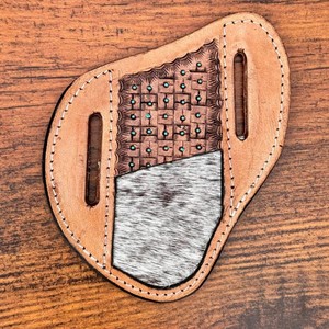 Nuevo precio de fábrica de Venta caliente cuchillo de cuero mecanizado a mano vaina pelo occidental en cuero genuino cuchillo plegable cubierta estuche de transporte - Product Image 2