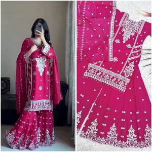 Présentation de la dernière création : magnifique salwar kameez de style télévisé avec travail de séquence de 5 mm, couleurs vives, avec bordure en dentelle et ensemble dupatta - Product Image 6