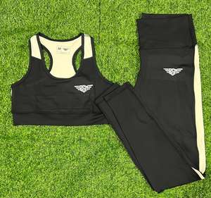 Conjunto de Yoga ligero personalizado para mujer, ropa deportiva con patrón sólido, cintura elástica para ejercicio al aire libre, bajo MOQ, equipo de Yoga sin costuras - Product Image 1