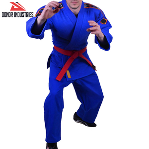 Uniforme de Judo Unisex de personalización de buena venta de Color azul Judogi de peso pesado para uso en torneos - Product Image 6