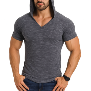 Camisetas de hombre con cuello redondo de alta calidad y logotipo personalizado, Camiseta deportiva, ropa de punto de estilo callejero, ropa de calidad OEM/ODM - Product Image 2