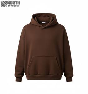 Hombres pulóver sudaderas con capucha marrón peso pesado 100% algodón en blanco gota hombro sudaderas con capucha sin cuerda de gran tamaño 450 GSM Sudadera con capucha - Product Image 1