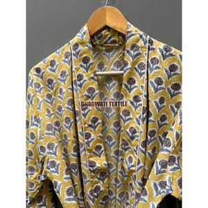 ชุดกิโมโนพิมพ์ลายดอกไม้สำหรับผู้หญิงเสื้อคลุมยาวผ้าคอตตอนสไตล์อินเดียชุดราตรีหรูหราสำหรับใส่ในบ้านชุดฤดูร้อน - Product Image 6