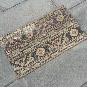 Vintage 1.6x2.2 ft Rug, Turkish Rug, <b>Brown</b> Persian <b>Wool</b> Rug - Product Image 2
