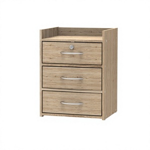 Modern 2312 3-<b>Drawer</b> Nightstand Side Table <b>with</b> <b>Lock</b> Tray Top Edge Bedroom Living Room Storage Furniture - Product Image 5