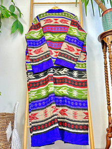 Kimono floral en mélange de laine de Yak unisexe motif géométrique urbain décalé citron vert décontracté été hiver automne tricoté printemps femmes - Product Image 3