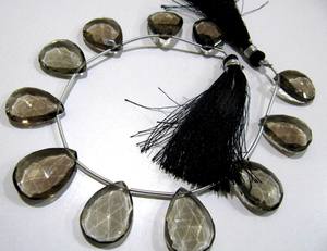 ลูกปัดควอทซ์ไฮโดรคลอริกส์ทรงลูกแพร์สีน้ำตาลอมเทาขนาด15x20มม. ถึง18X25มม. เส้นใย8นิ้ว - Product Image 2