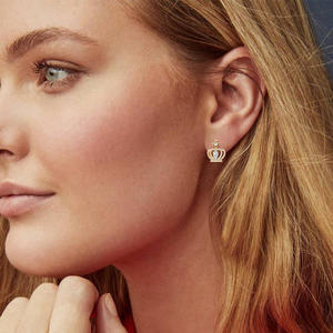 Boucles d'oreilles pendantes Jeulia Queen Crown Pear Cut - Argent sterling plaqué or rose avec quartz - Product Image 5