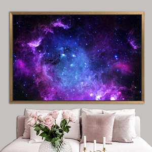 Lienzo Impreso con Diseño de Cielo Estrellado - Arte Natural, Póster de Galaxia, Lienzo Nocturno, 1 Pieza: Marco Dorado - Product Image 1