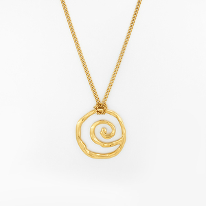 PVD 18K chapado en oro de acero inoxidable joyería geométrica Irregular remolino espiral colgante declaración collar Punk collar P243484 - Product Image 1