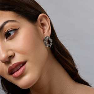Geometric <b>Stud</b> <b>Earrings</b> for Party Gift Religious Occasions-Brass & Zinc Alloy with Pearl & Diamond Inlay - Product Image 2