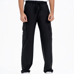 High Quality <b>Black</b> <b>Men's</b> <b>Cargo</b> Track <b>Pants</b> Customizable & Casual Loose Fit Mid Waist Straight Pattern Lightweight Flat Direct - Product Image 1