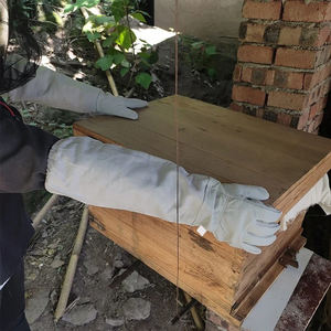 Gants anti-piqûre pour apiculteurs en cuir grainé 3 couches gants d'apiculture longue manchette en toile avec fermeture élastique - Product Image 4