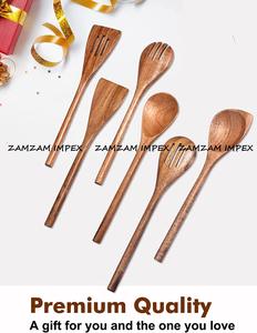 Juego de utensilios de cocina de madera de acacia hechos a mano, resistentes al calor, herramientas ecológicas seguras para utensilios de cocina antiadherentes y uso en la cocina - Product Image 4
