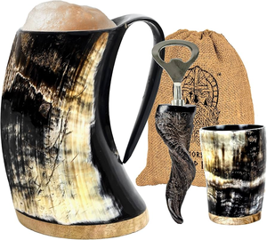 Viking corne à boire tasse conception tasse à café étanche joint sous vide authentique Viking corne à boire tasse premium boeuf corne matériel - Product Image 2
