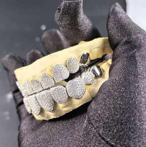 Grilles dentaires pour hommes en argent sterling 925 plaqué rhodium, testées au diamant, avec moissanite VVS, style hip-hop, coupe brillante - Product Image 2