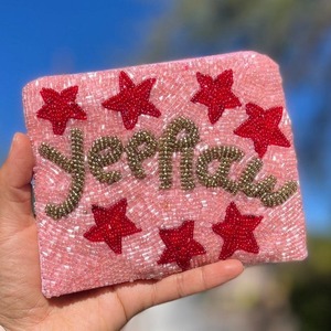 Porte-monnaie de Noël personnalisé avec fermeture éclair, brodé de perles rouges et vertes et de sequins, pochette à perles personnalisée - Product Image 6