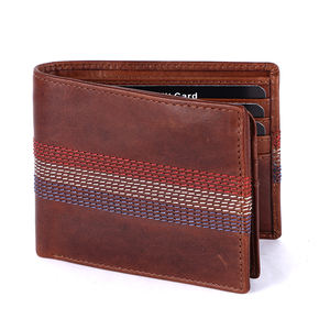 Venta superior de los hombres de calidad superior billetera de cuero genuino de longitud corta bordado abierto cerradura algodón precio barato titular de la tarjeta cadenas - Product Image 1