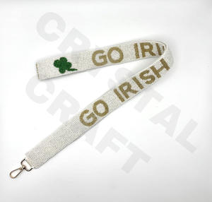 Go CATS, correas personalizadas para bolso con cuentas de semillas de oro blanco, 'Hook Em Horns', accesorio de moda, correa para monedero con cuentas - Product Image 2