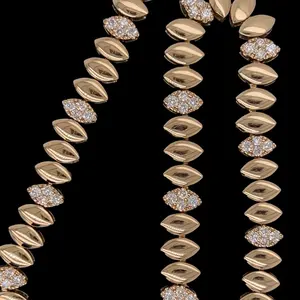 Solid 14kt Yellow <b>Gold</b> Vintage Style Chain Bracelet Soft White Diamond Pyramid Fashionable Zinc Alloy Statement Piece for Women - Product Image 2