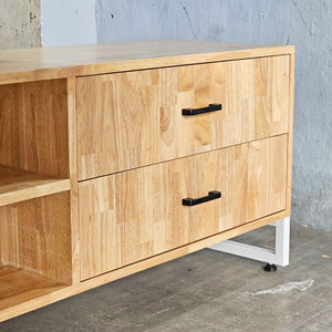 Contemporary BGD68063 Executive Desk with Rubber Wood Cabinet and Iron Legs <b>Office</b> Furniture <b>Computer</b> Table for Bedroom Use - Product Image 6