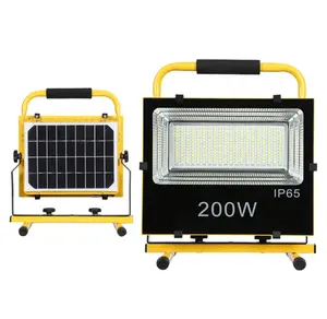 도매 200W 충전식 태양 홍수 빛 야외 휴대용 LED 반사경 스포트라이트 충전식 투광 조명