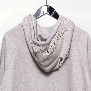 2025 Top haute qualité confortable hommes en détresse à capuche 100% coton fait à manches longues de haute qualité en détresse à capuche pour unisexe - Product Image 4